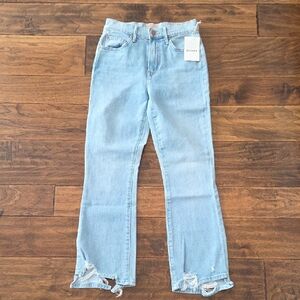 MOTHER Light Blue Distressed Straight Leg Jeans
